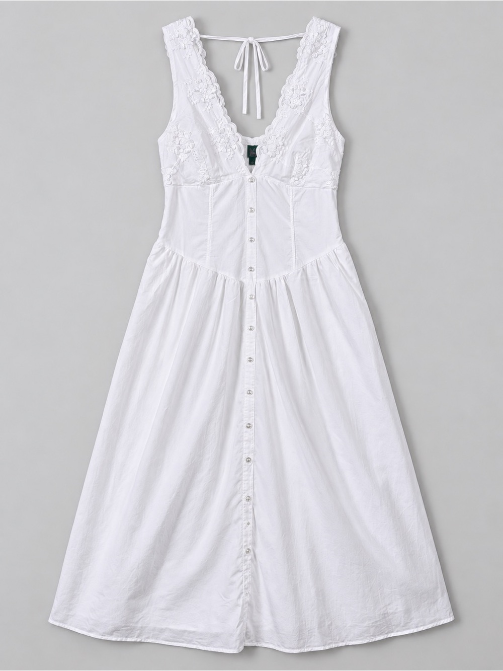 Womens Embroidered Button Front Prairie Dress Large Romantic Coquette Feminine